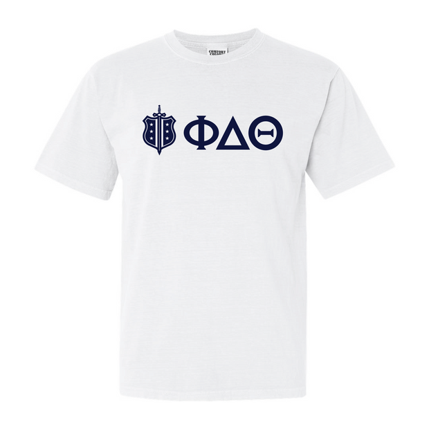 Phi Delt White Badge & Letters T-Shirt by Comfort Colors