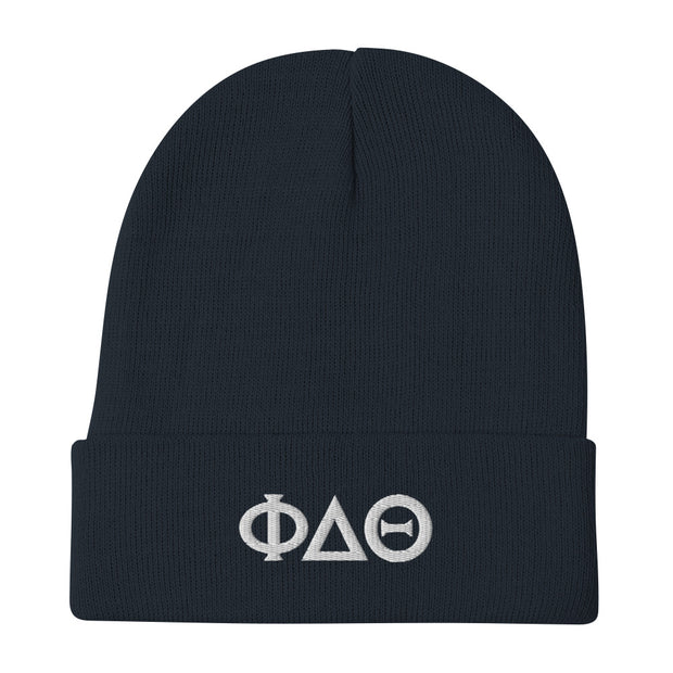 Phi Delt Letters Embroidered Beanie in Navy