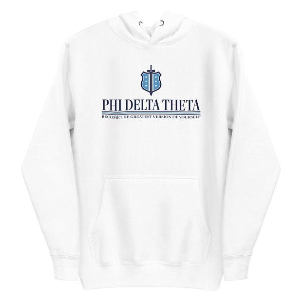 Phi Delt Stacked Badge Hoodie - White
