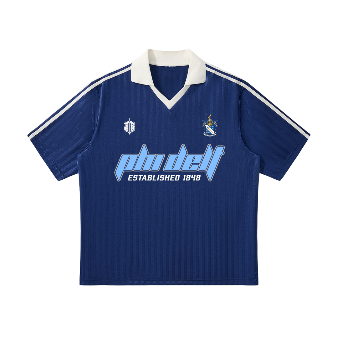 Phi Delt Contrast Collar Striped Soccer Jersey