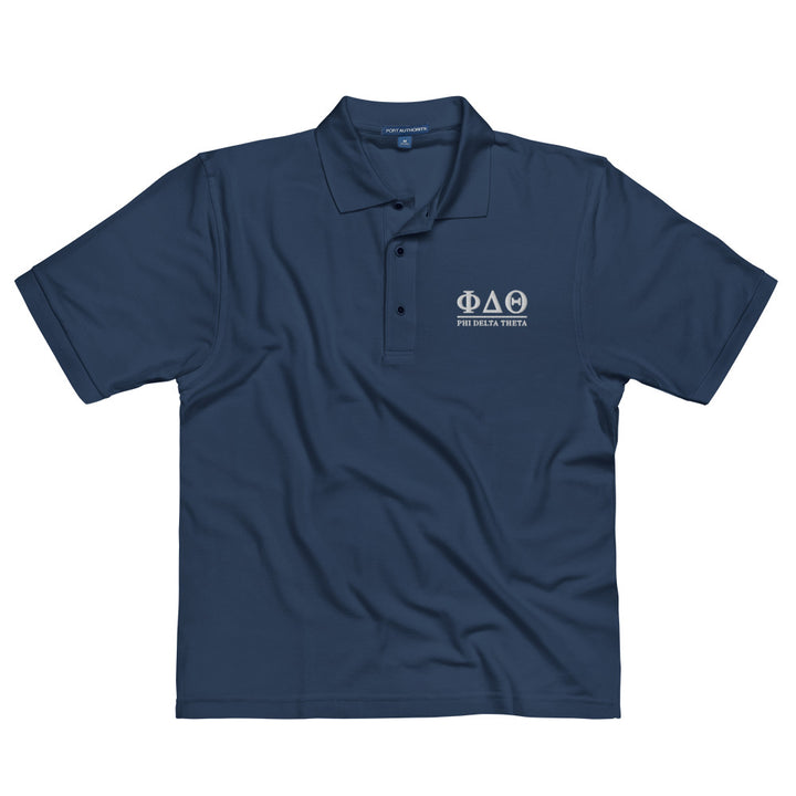 Phi Delt Navy Classic Letters Premium Polo