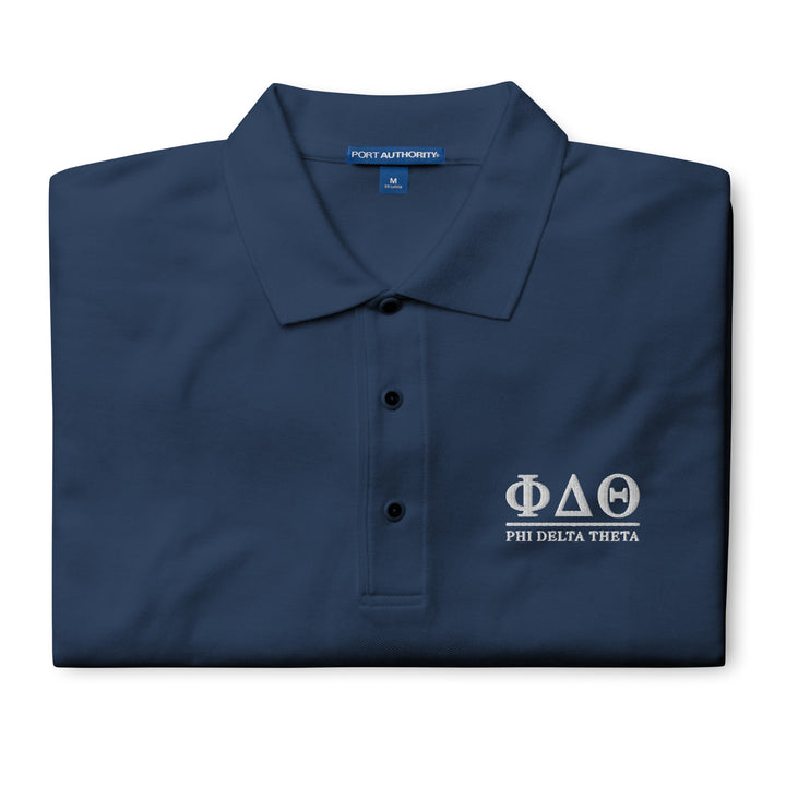 Phi Delt Navy Classic Letters Premium Polo