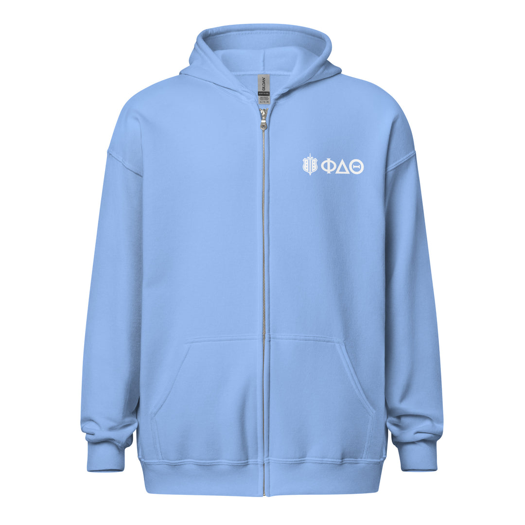 Phi Delt Badge & Letters Zip-Up Embroidered Hoodie