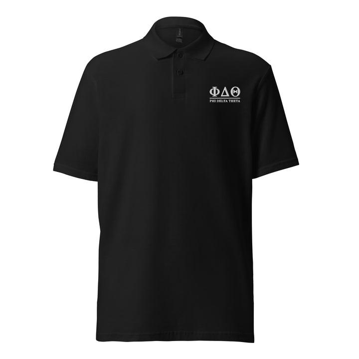 Phi Delt Black Classic Letters Pique Polo